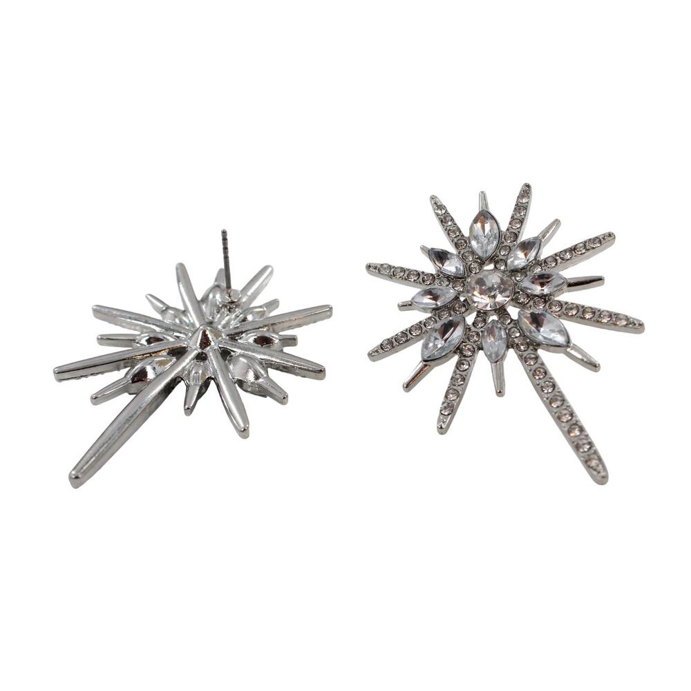 Daisy Fuentes Silver Rhinestone Luxury Post Earrings #DF1 - Picture 4 of 4